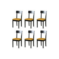 STUHL Hugo 1 (6er Set) - Currygelb/Schwarz, Holz (43/86/40cm) - Leaf Design