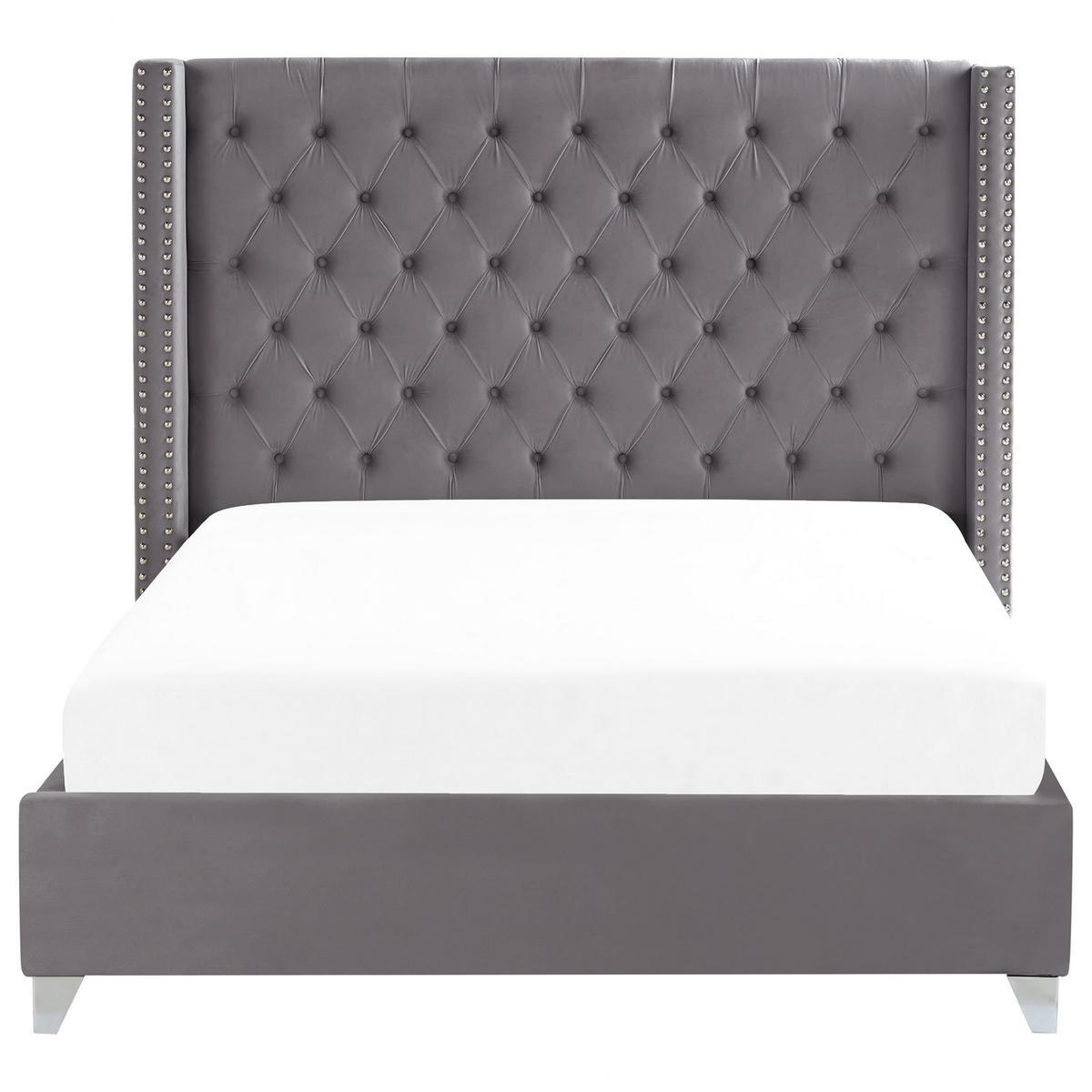 POLSTERBETT 160/200cm Grau Lubbon - Grau, Textil (160/200cm) - Beliani