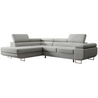 ECKSOFA Stevil Graubeige Velours - Greige/Silberfarben, Textil/Metall (275/203cm) - Selsey