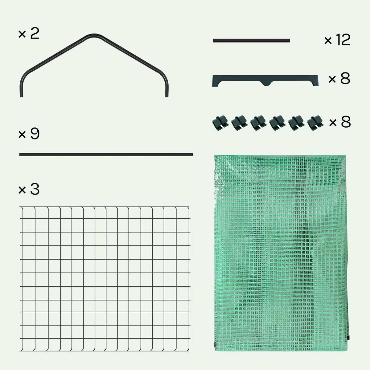 GEWÄCHSHAUS, Winterfest stabil platzsparend, 69 x 158 x 49 cm - Grün, Textil/Metall (69/125/49cm) - Woltu