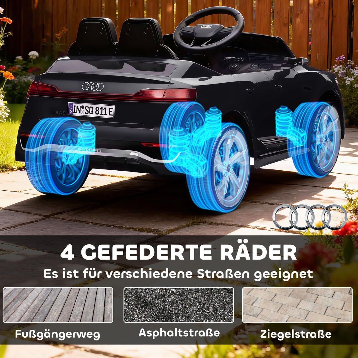 ELEKTRO-KINDERAUTO DE-06196 Audi Q8 lizenziert mit Fernsteuerung Schwarz - Schwarz, Kunststoff/Metall (98/49.5/43cm) - ComfortXL