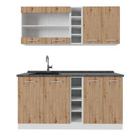 SINGLEKÜCHE R-Line Artisan Eiche/Weiß 160 cm, AP Anthrazit - Eiche Artisan/Weiß, Holzwerkstoff (160/81.6/60cm) - Vicco