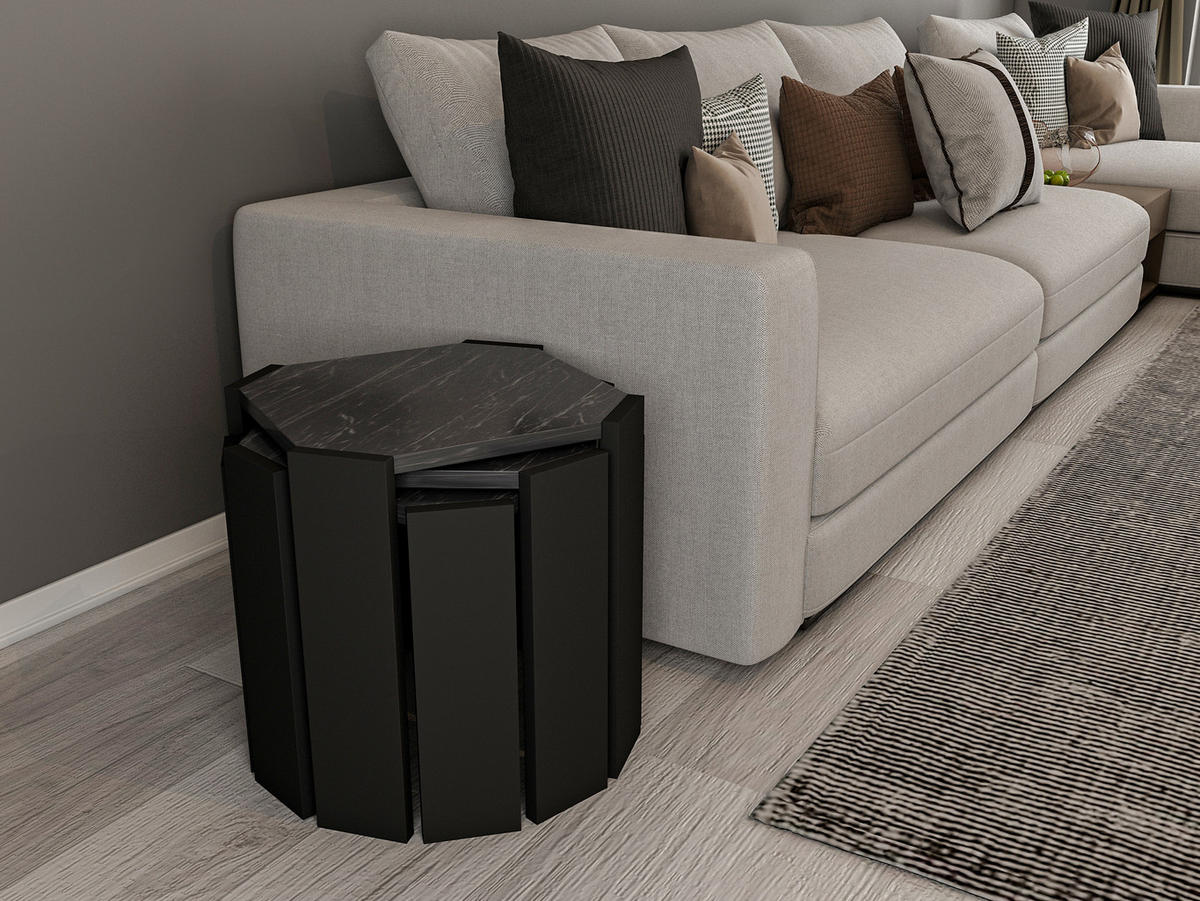 COUCHTISCH Lori Schwarz Marmor - Anthrazit/Schwarz, Holzwerkstoff (44.5/44.5/41cm) - Decorotika
