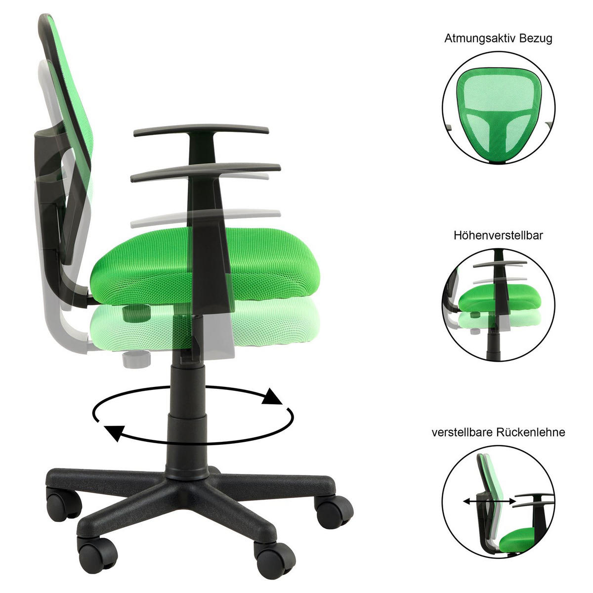 KINDERDREHSTUHL STUDIO DUNKELGRÜN - Dunkelgrün, Textil (53/92/52cm) - CARO-Möbel