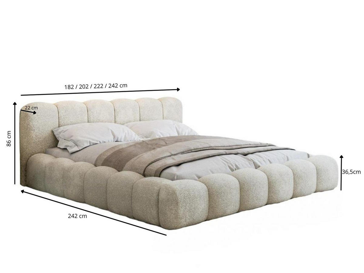 POLSTERBETT 140x200 ERMS Hellbraun - Hellbraun, Holzwerkstoff (140/200cm) - Compleo24