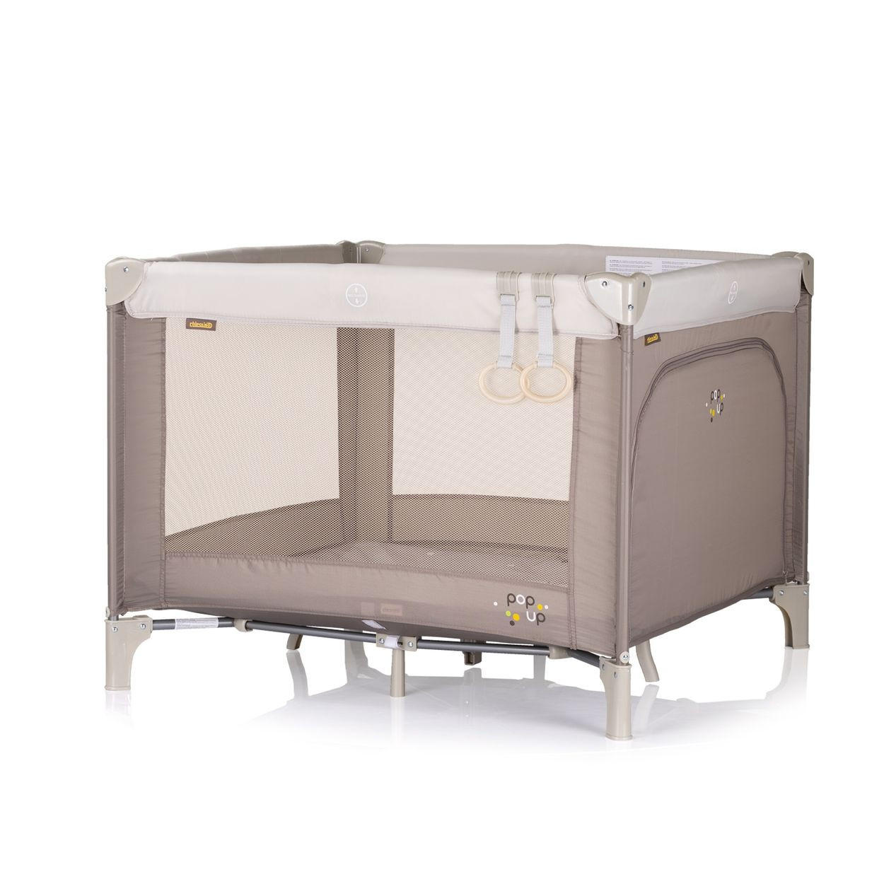LAUFSTALL Pop-up braun Matratze, Tragetasche, Seiteneingang, faltbar, Babyreisebett - Beige, Metall (100/77/100cm) - Chipolino