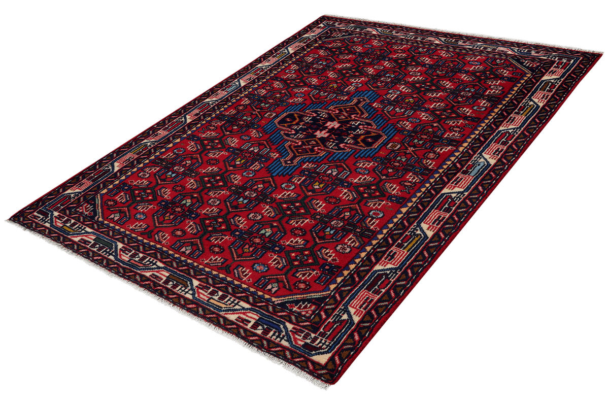 ORIENTTEPPICH handgeknüpft Assadabad Rot 143/108 cm Schurwolle - Rot, Textil (108/143cm) - Looma