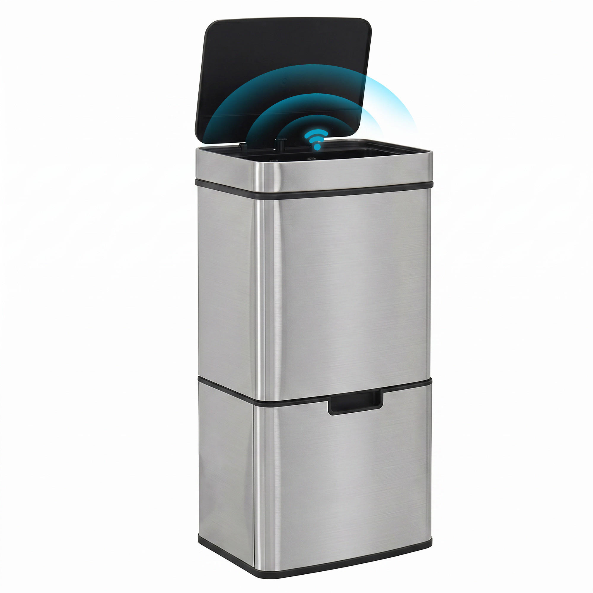 MÜLLTRENNSYSTEM Silber Sensor Edelstahl 72L - Silberfarben, Metall (42/81/30cm) - PANGIVO