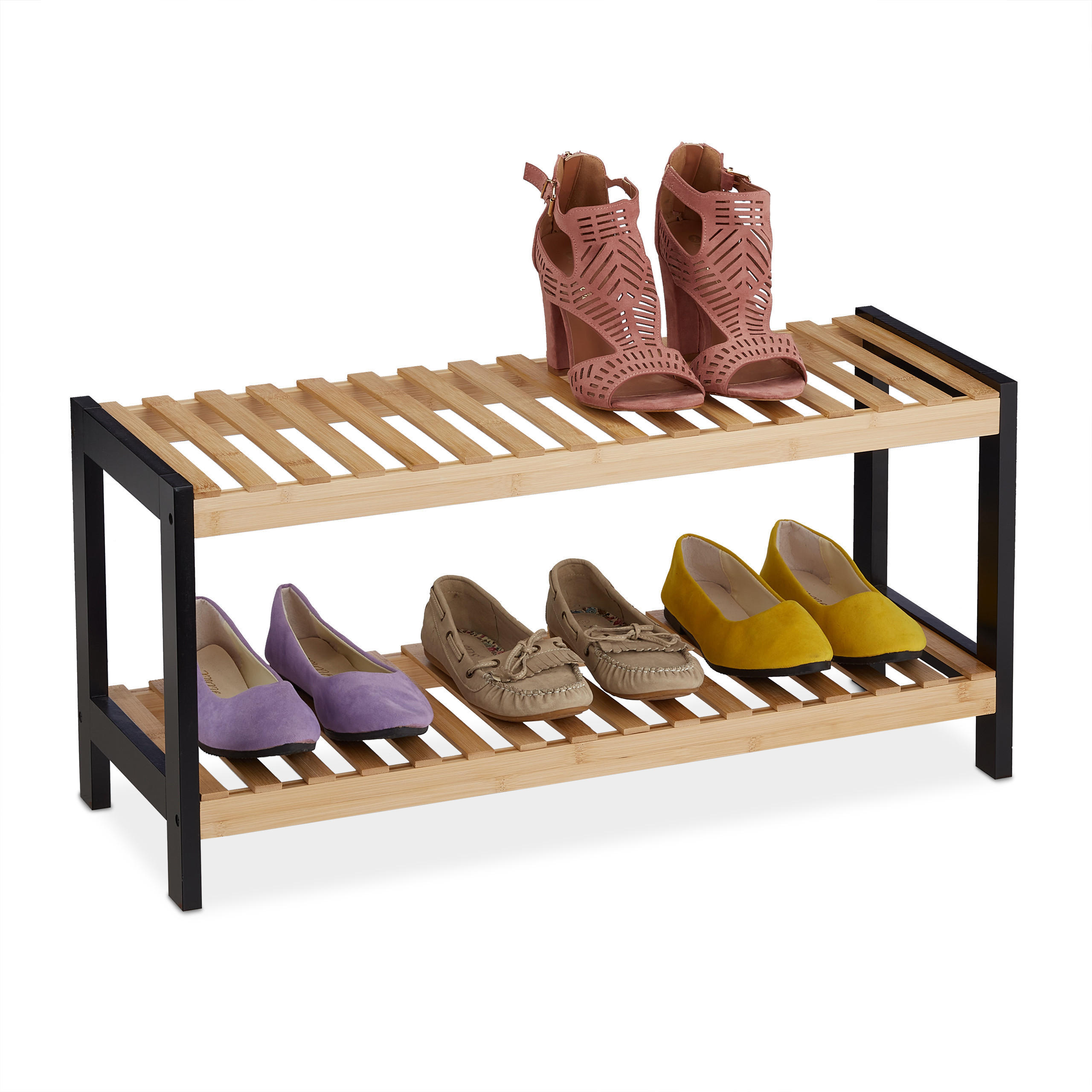 SCHUHREGAL - Hellbraun, Holz/Holzwerkstoff (70/33/26cm) - Relaxdays