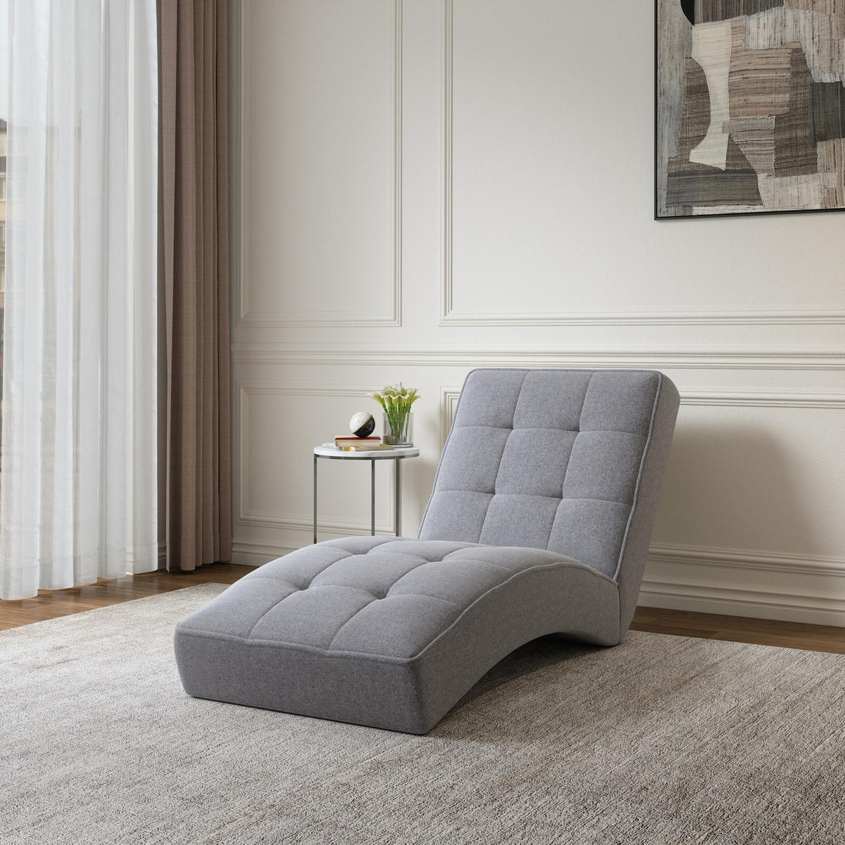 CHAISELONGUE - Livano - Grau (Twist 19) - Grau, Holzwerkstoff (73/79/170cm) - Möblo