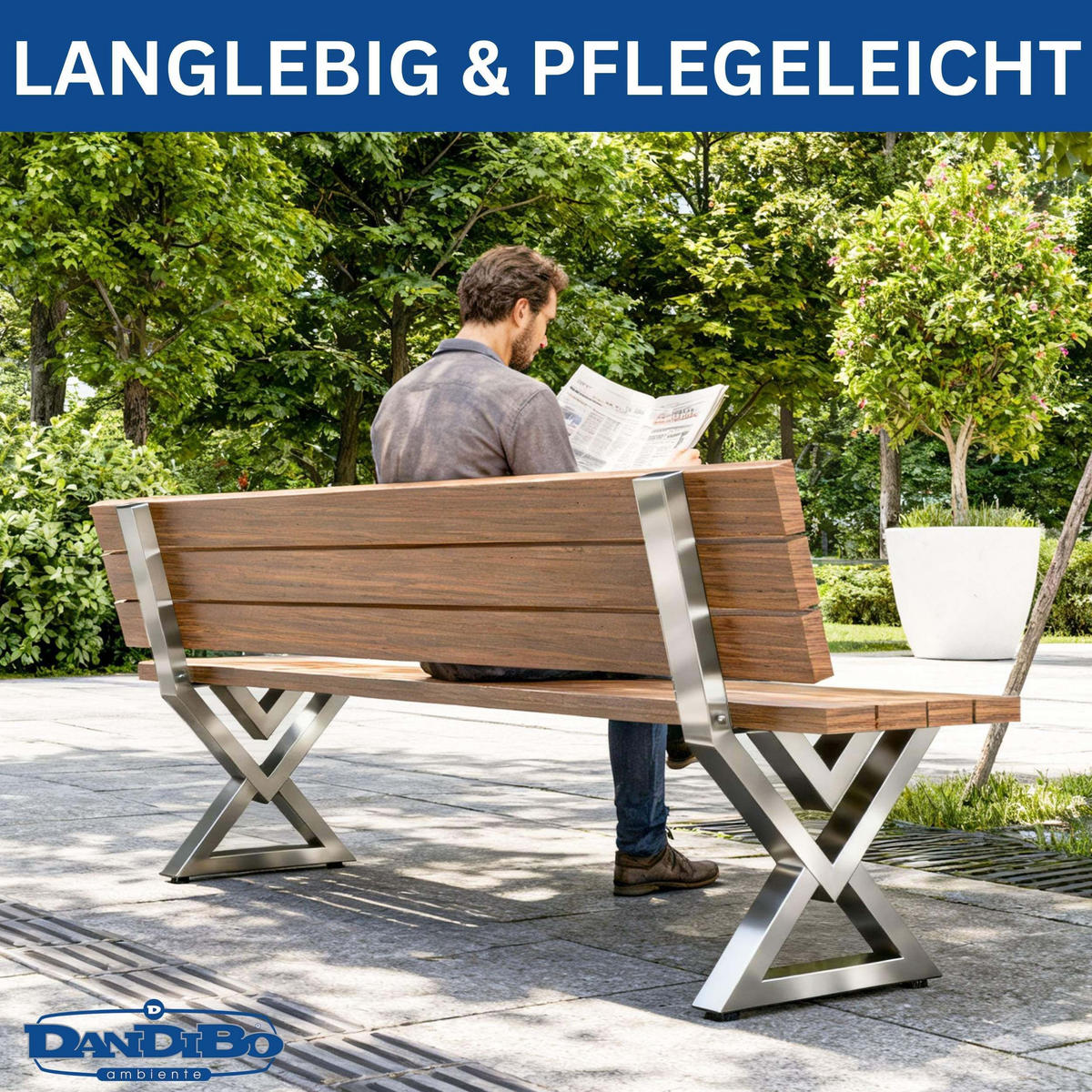 BANKGESTELL mit Lehne Edelstahl Set DIY Bank - Edelstahlfarben, Metall (45/76/6cm) - DanDiBo