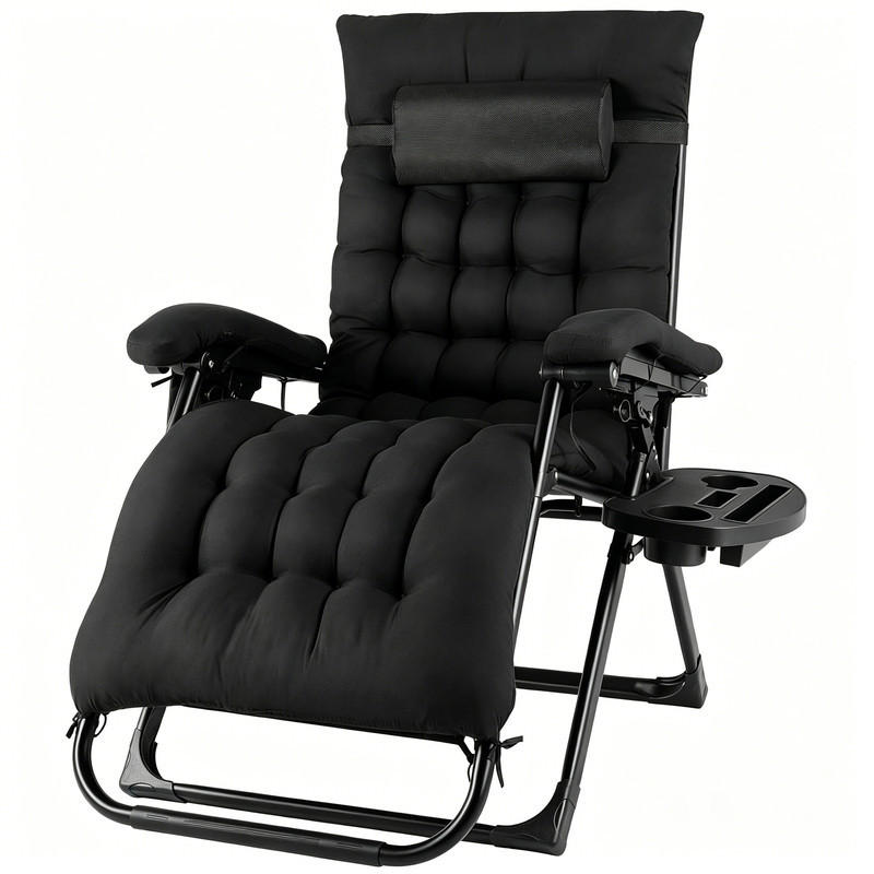 LIEGESTUHL klappbar – 160 kg, mit Kissen,Schwarz - Schwarz, Metall (73/110/68cm) - Auledio