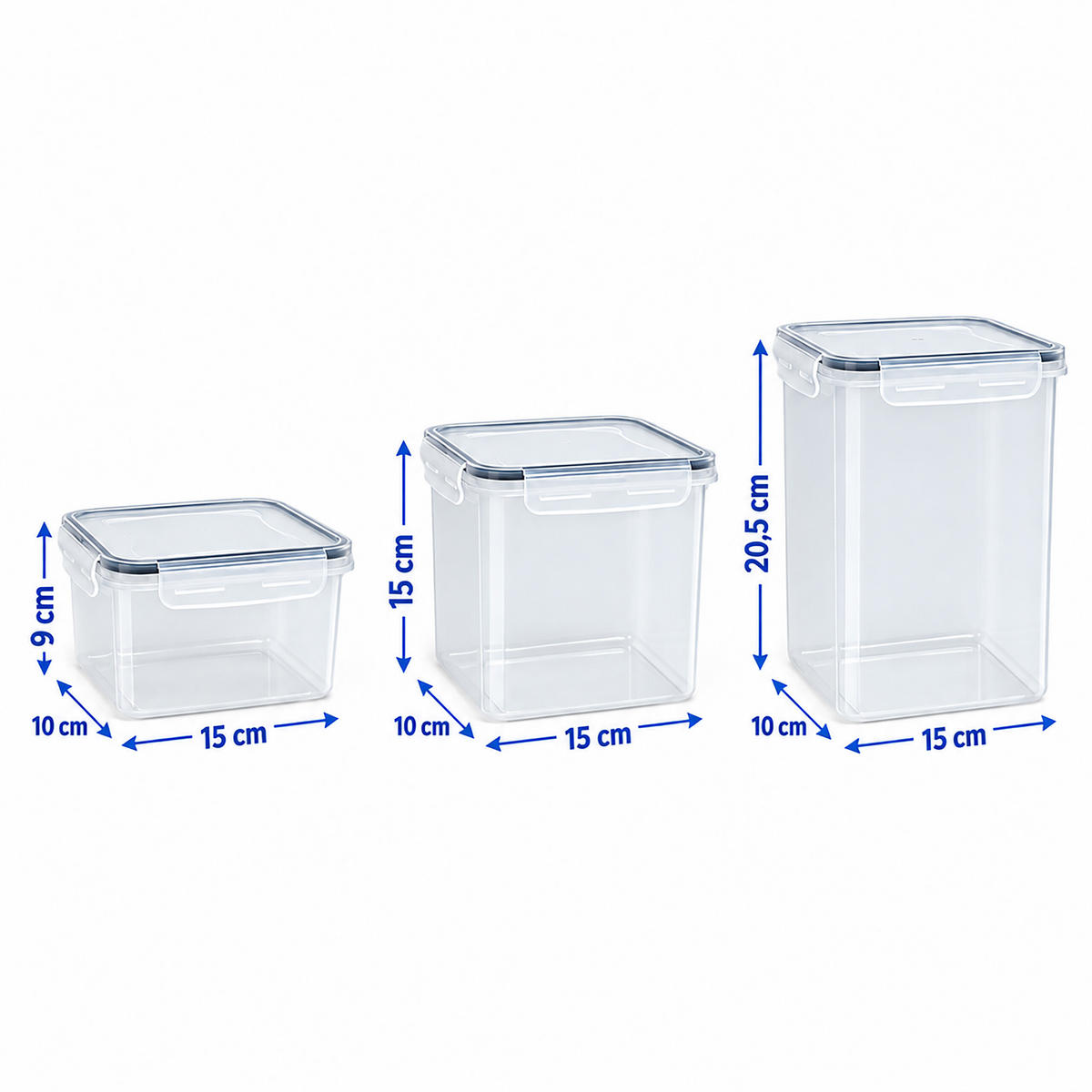 SPREMNICI Prozirni 16-dijelni-set plastika s klik zatvaračem - prozirno, plastika - Relaxdays