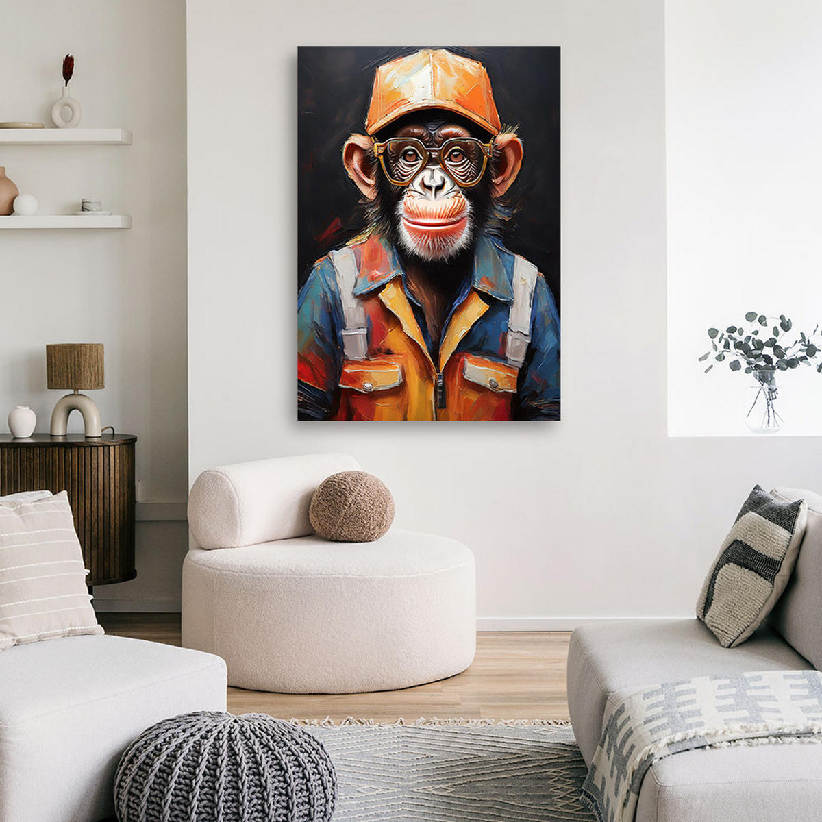 WANDBILD affentiere abstrakt - Orange, Textil (40/60cm) - Feeby