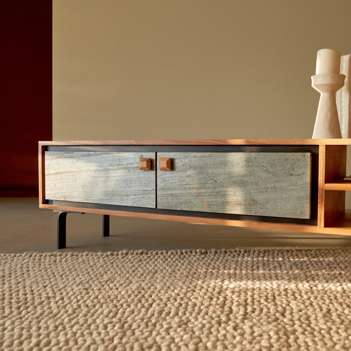 TV-SCHRANK Temis Natur aus Akazie - Naturfarben, Holz (160/40/35cm) - Tikamoon