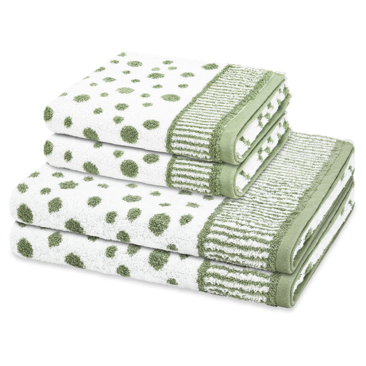 FROTTIERSET Punkte allover 4-teilig - Grün, Textil (50/100cm) - Ross