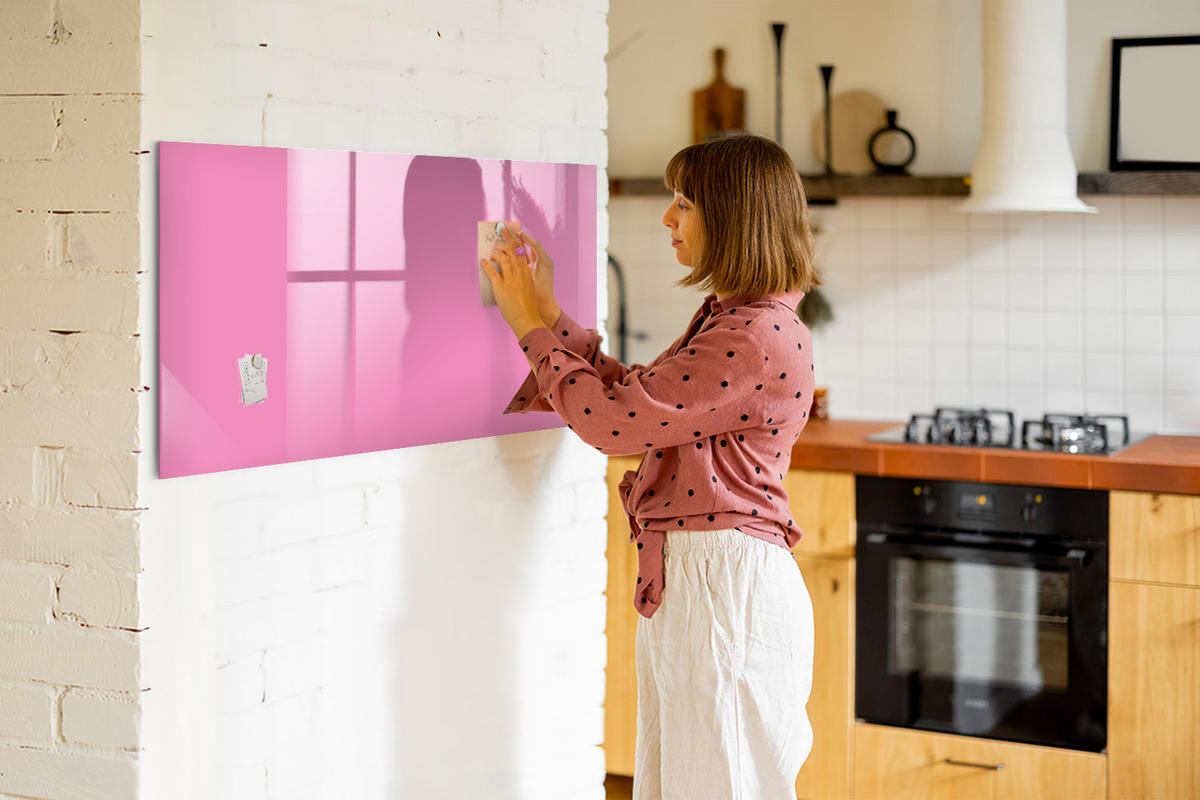 MAGNETTAFEL 120x60 Rosa schwarzer Marker - Pink, Glas (120/0.4/60cm) - TULUP
