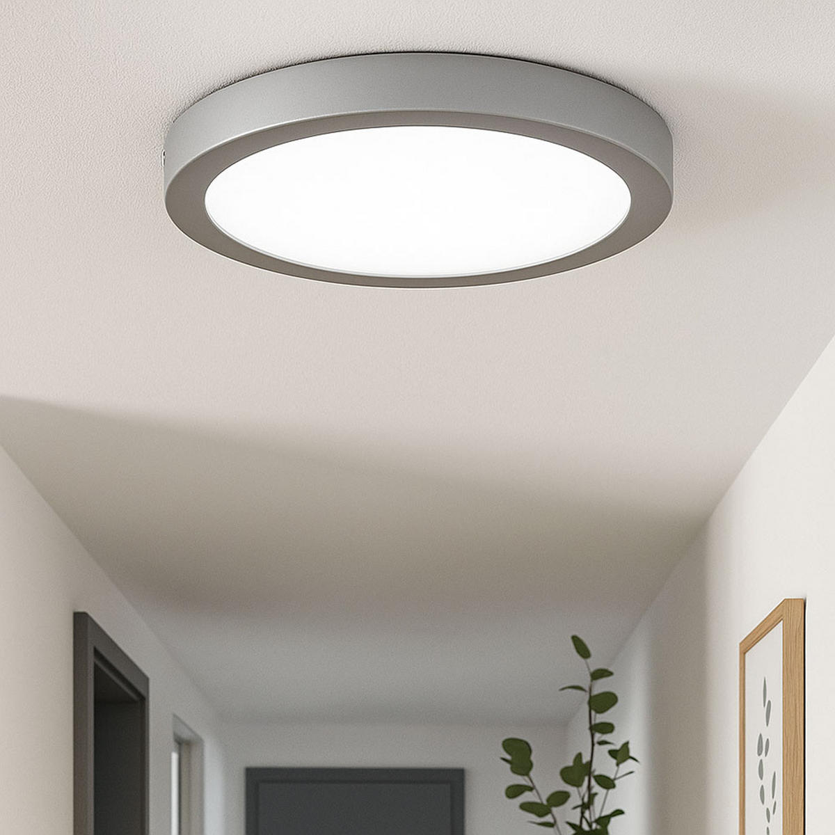 LED DECKENLEUCHTE Aufbaulampe Silber Chrom Matt - Silberfarben, Metall (30/30/3.2cm) - Briloner