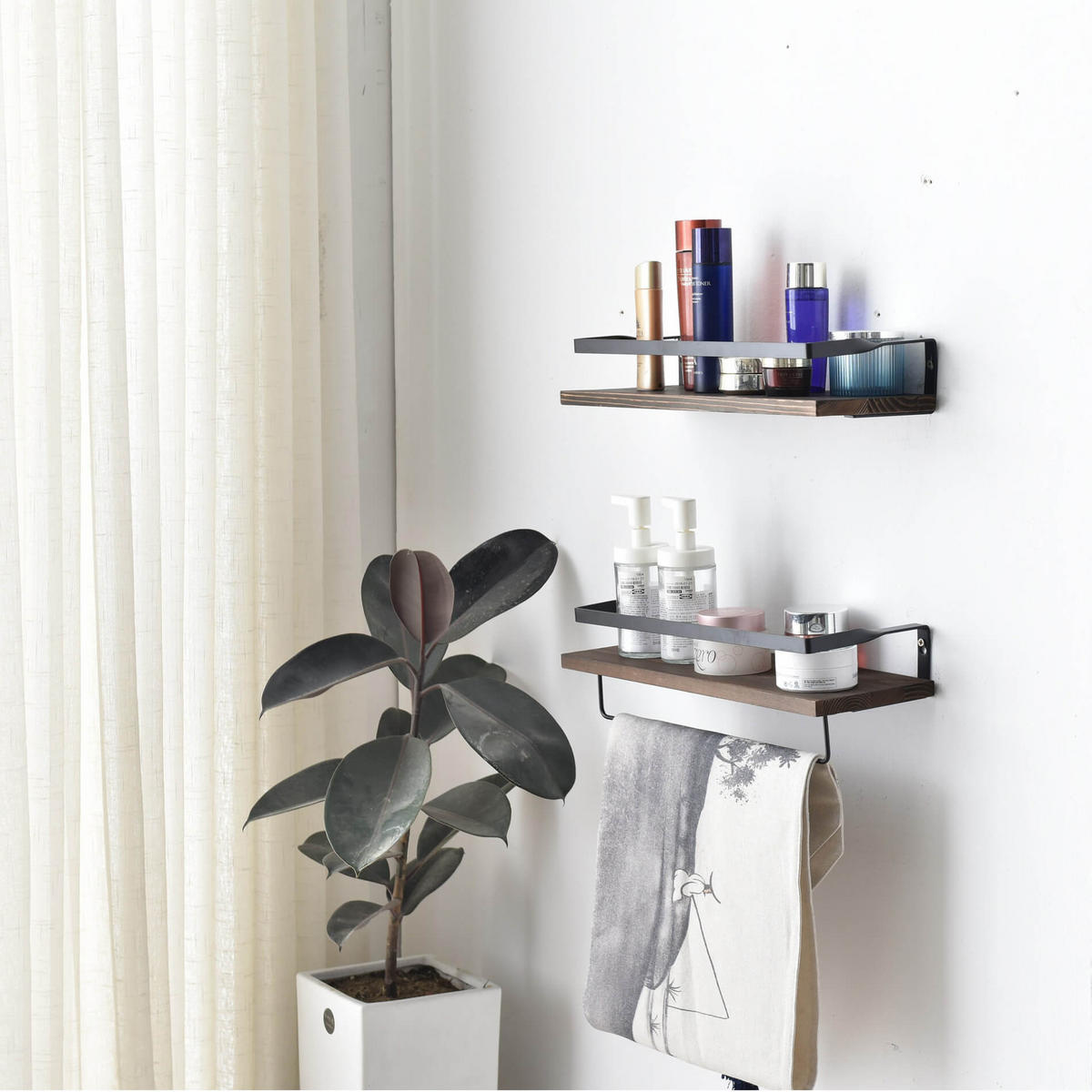 WANDREGALE SET, 2er Set Braun 15/42/13 cm - Braun, Metall (15/13/42cm) - Mobili Rebecca