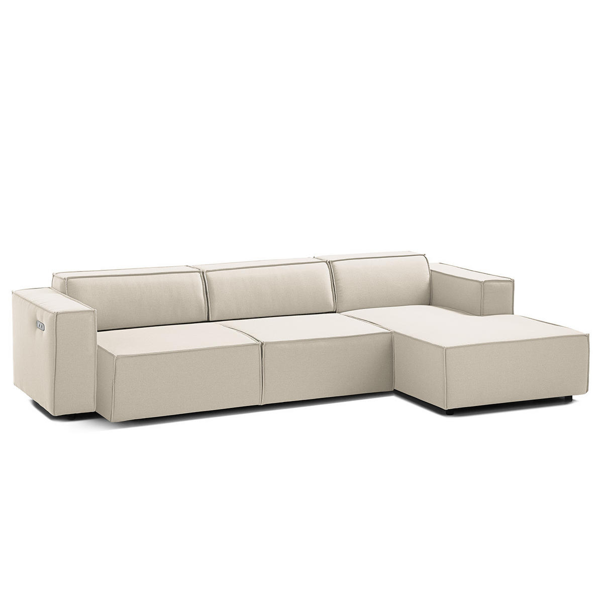 ECKSOFA mit Longchair - Schwarz/Weiß, Kunststoff/Textil (294/177cm) - home24