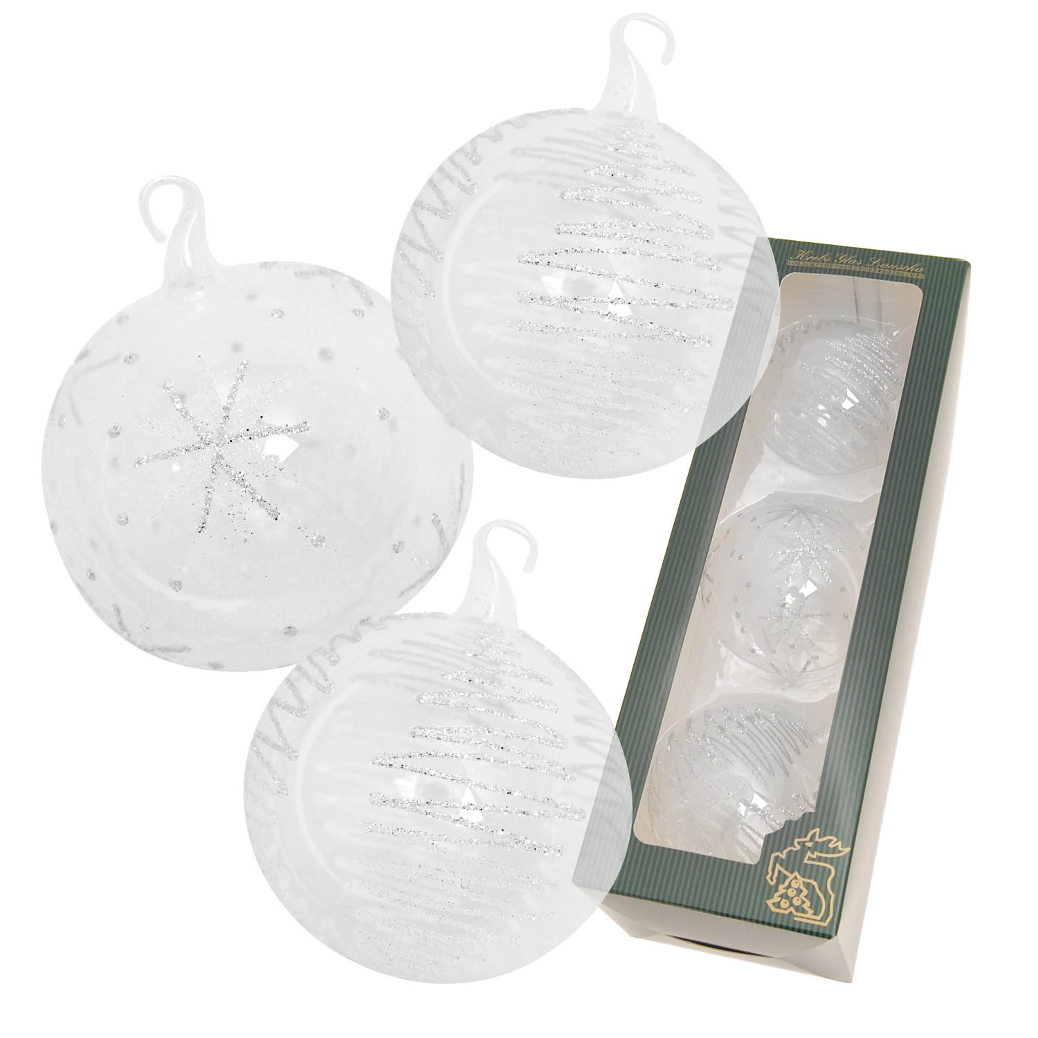 CHRISTBAUMKUGELN Erster Schneezauber Transparent 8cm (Glas / 3 Stk.) - Transparent, Glas (8/8/8cm) - Krebs Glas Lauscha