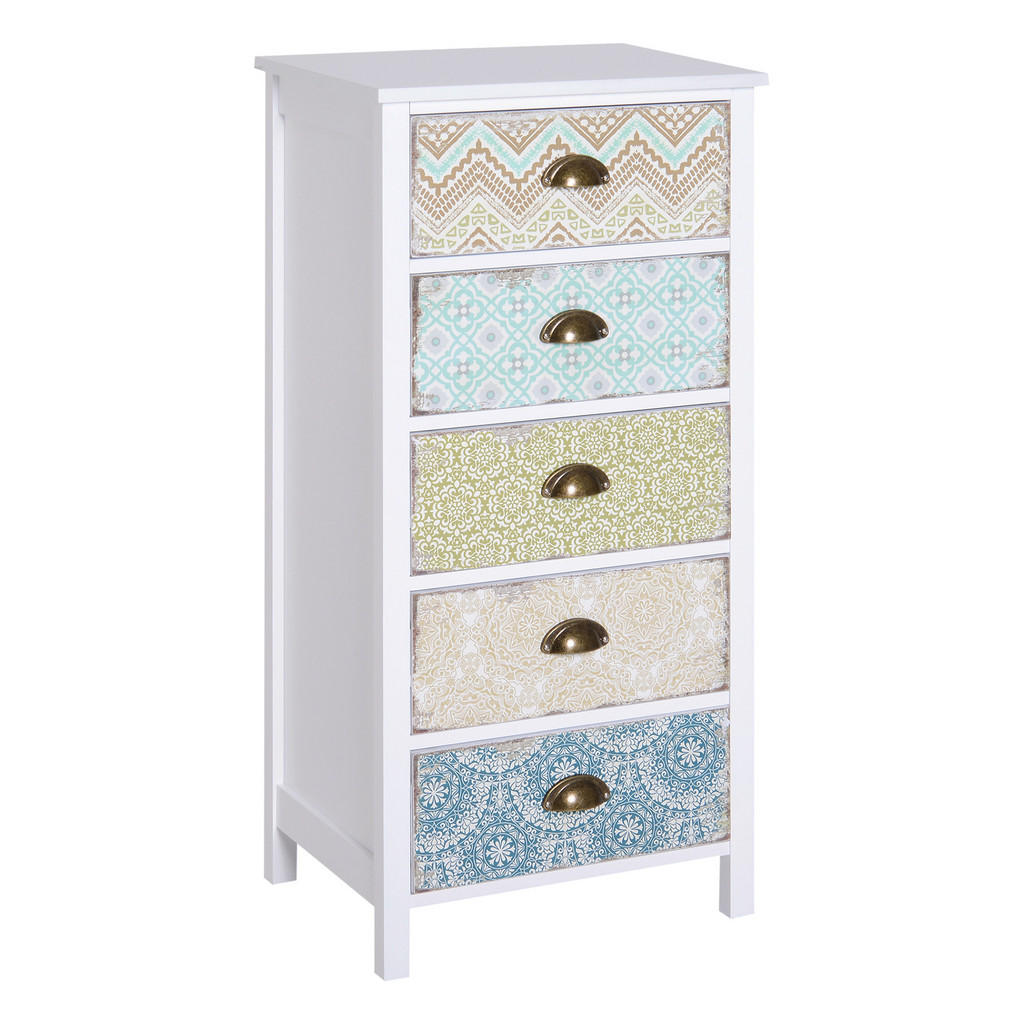 BYRÅ med 5 lådor Lådbyrå Klädskåp Shabby Chic Färgglad