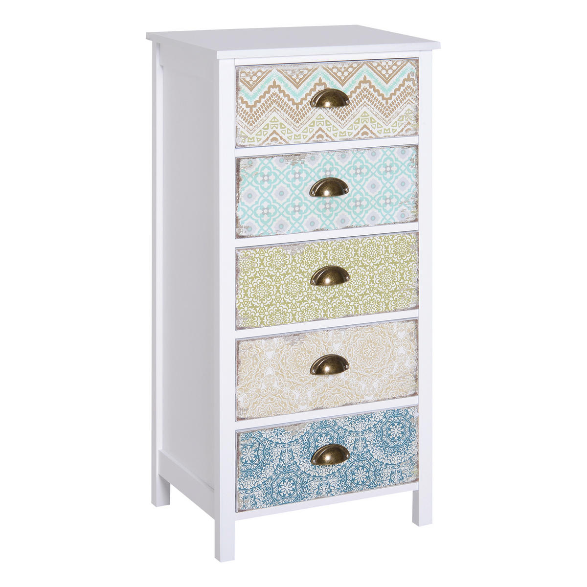 SCHUBLADENKOMMODE, MDF, Mehrfarbig, 46L x 34B x 97,5H cm - Multicolor, Metall (34/97.5/46cm) - HOMCOM