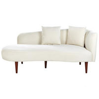 CHAISELONGUE Samtstoff creme rechtsseitig Chaumont - Dunkelbraun/Weiß, Textil (168/75/66cm) - Beliani