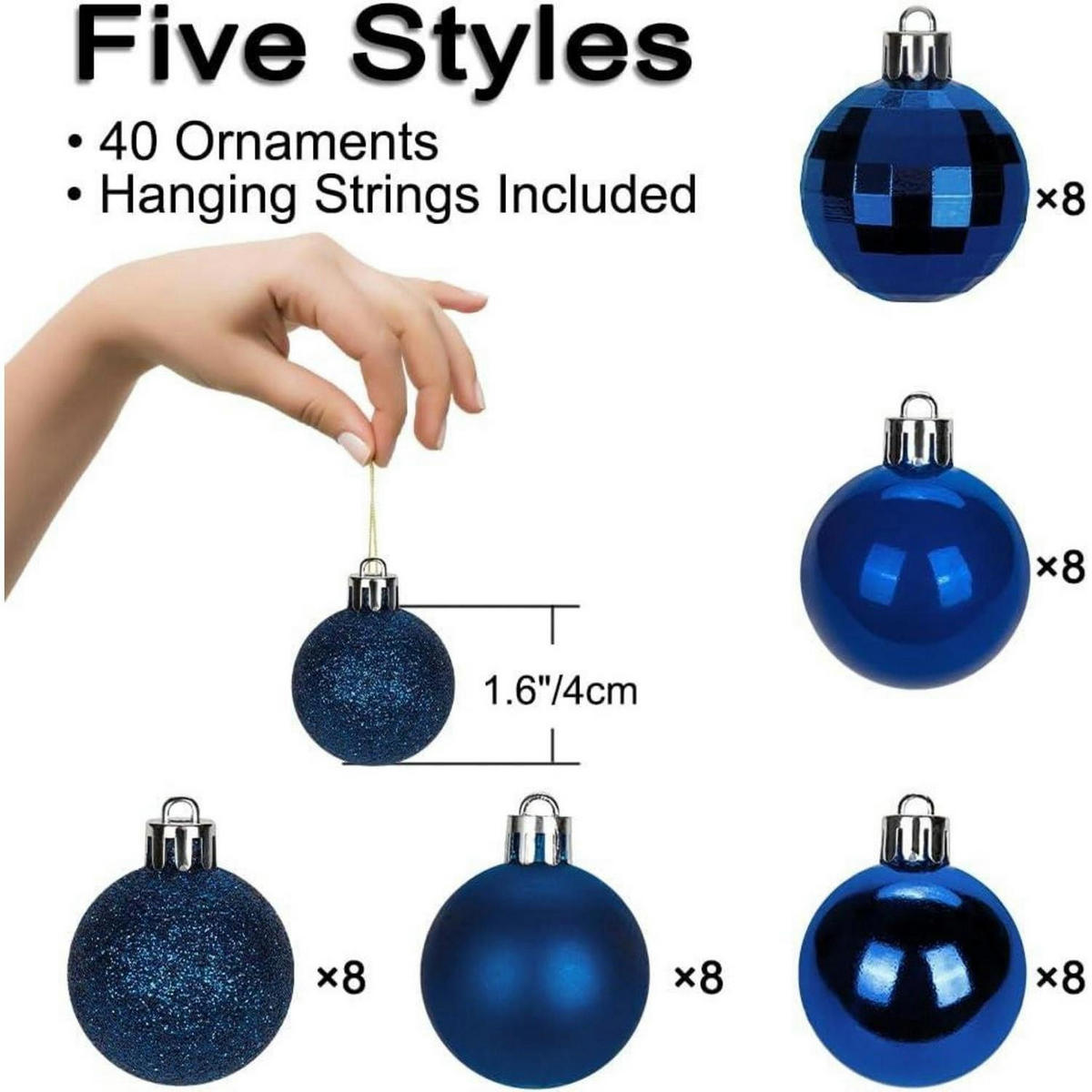 WEIHNACHTSKUGELN 40-teiliges Set Dunkelblau 4 cm - Blau, Kunststoff (4/4/4cm)