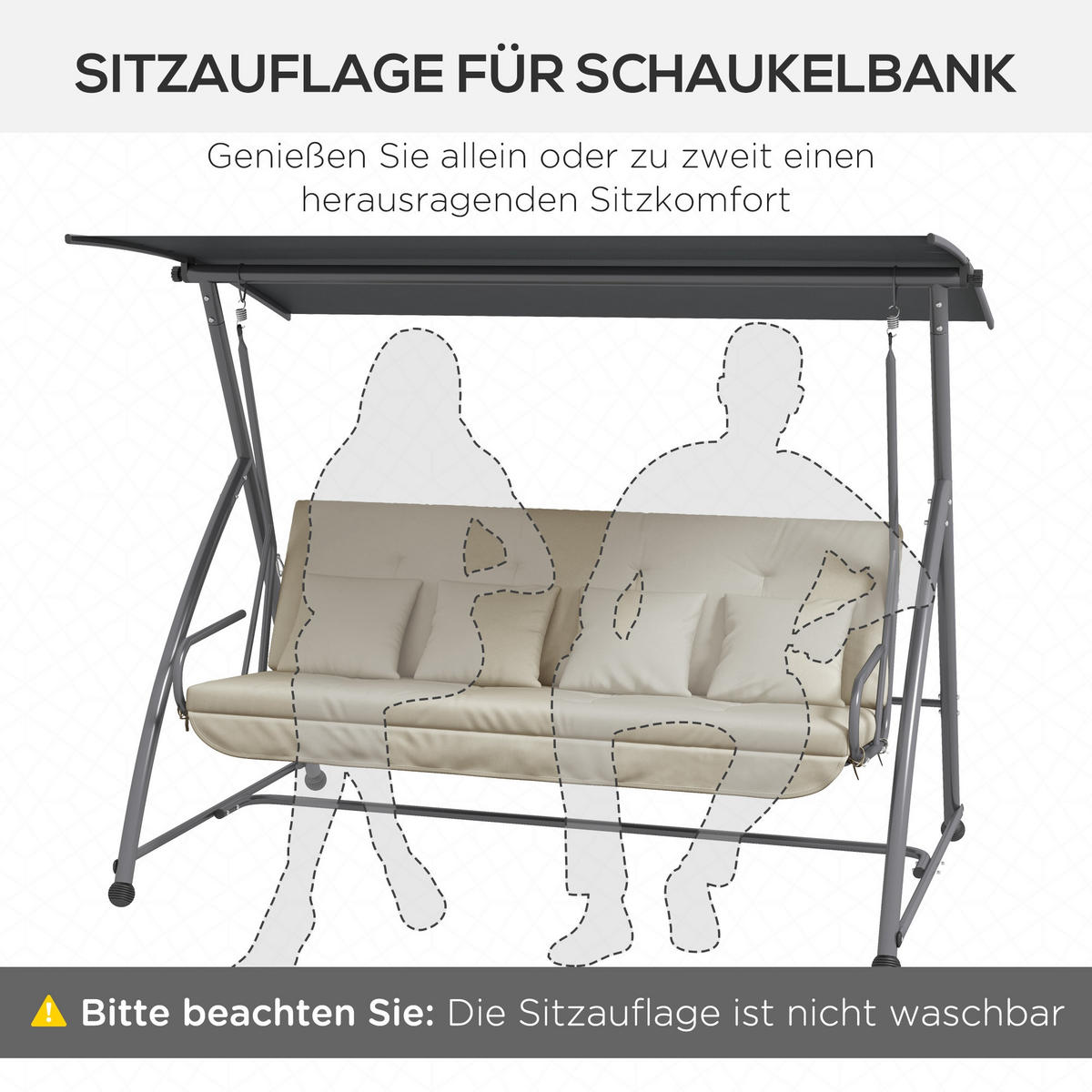 SITZKISSEN Rückenkissen Seitenkissen Beige - Beige, Kunststoff (100/8/170cm) - Outsunny