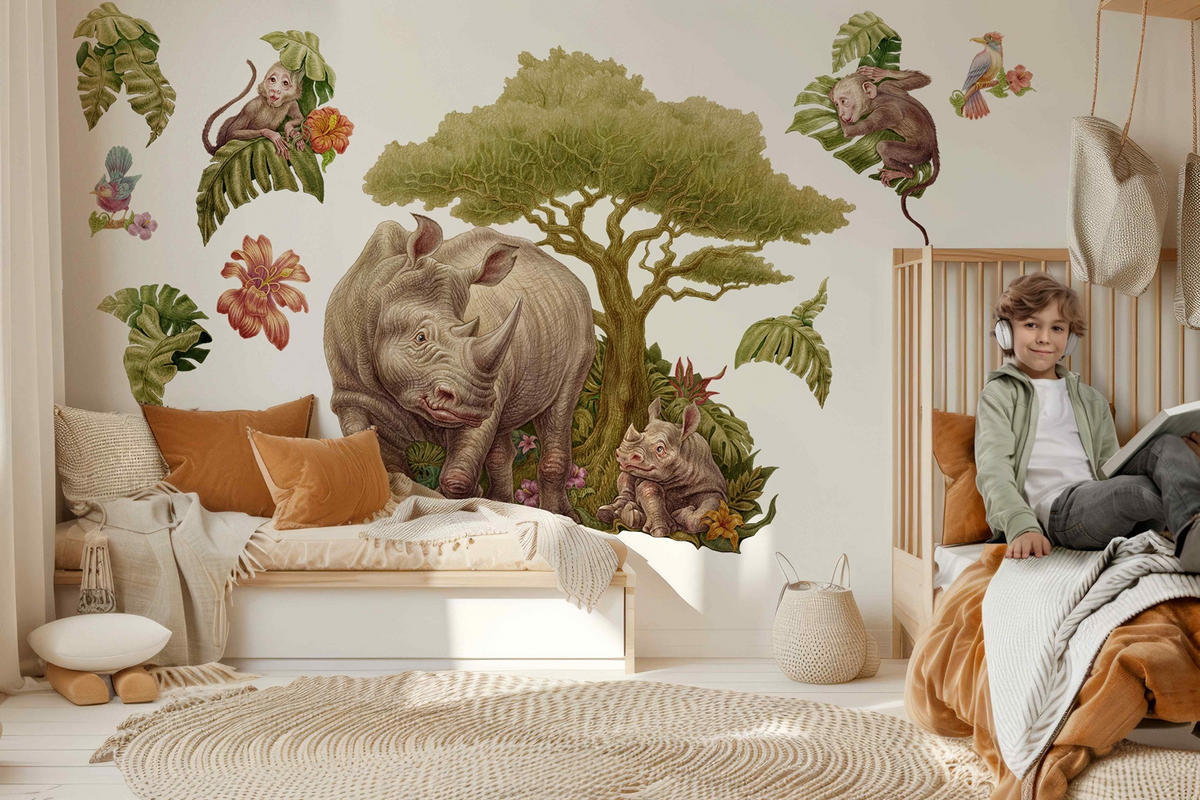 WANDAUFKLEBER 80x86cm - Wildtiersafari - Multicolor, Kunststoff (80/86/0.1cm) - Wallfluent