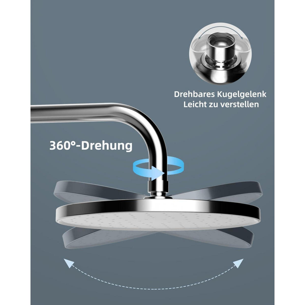 REGENDUSCHE 25 cm Chrom mit Selbstreinigungsfunktion - Silberfarben, Metall (25/12.7/25cm)