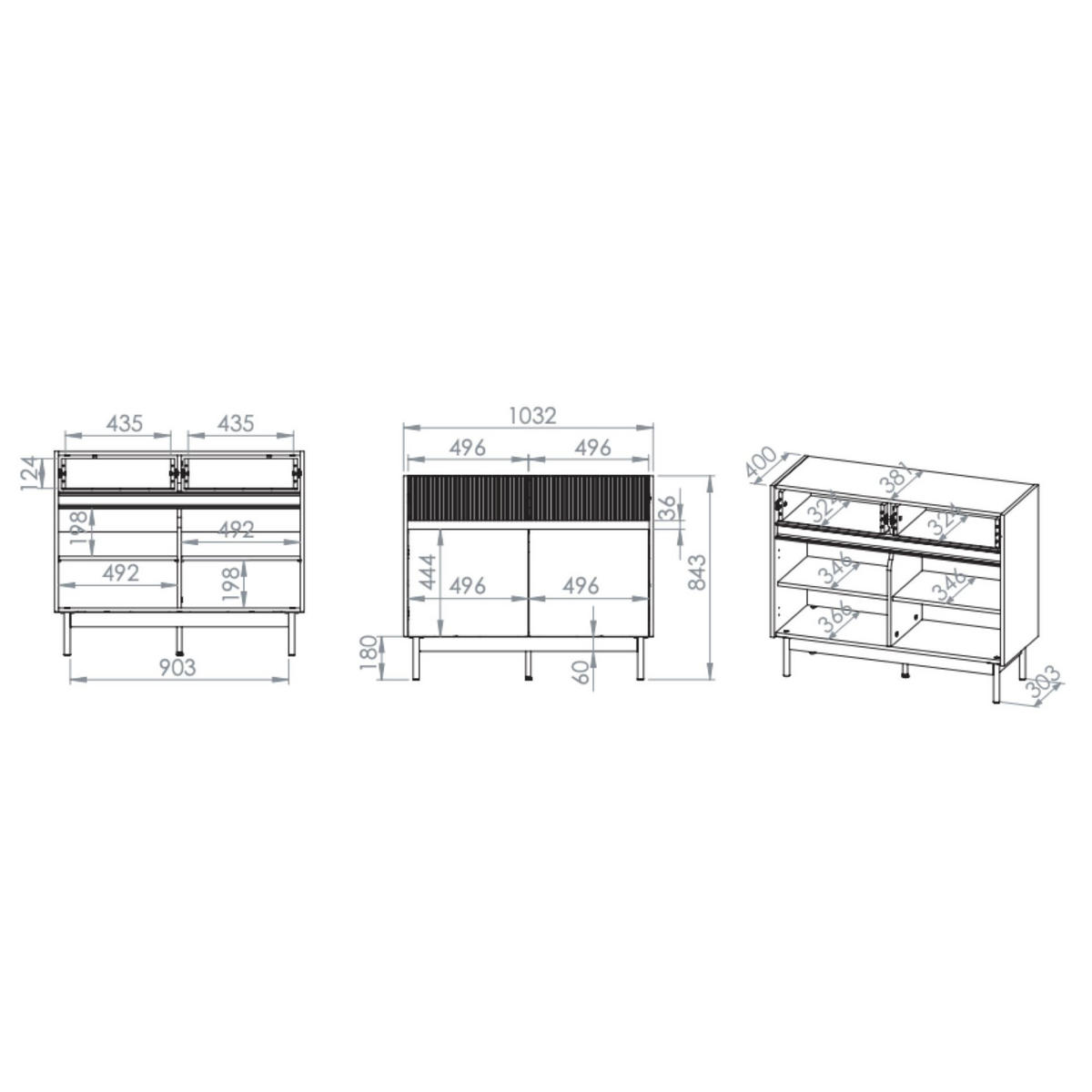 SIDEBOARD Dunea Kaschmirgrau/Eichenholzoptik 104 cm - Taupe, Holzwerkstoff/Metall (104/85/40cm) - Selsey