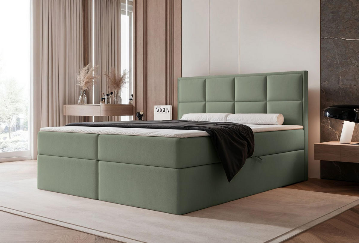 BOXBETT Silensio Eukalyptus Samt 160x200 cm - Grün, Textil (160/200cm) - Selsey