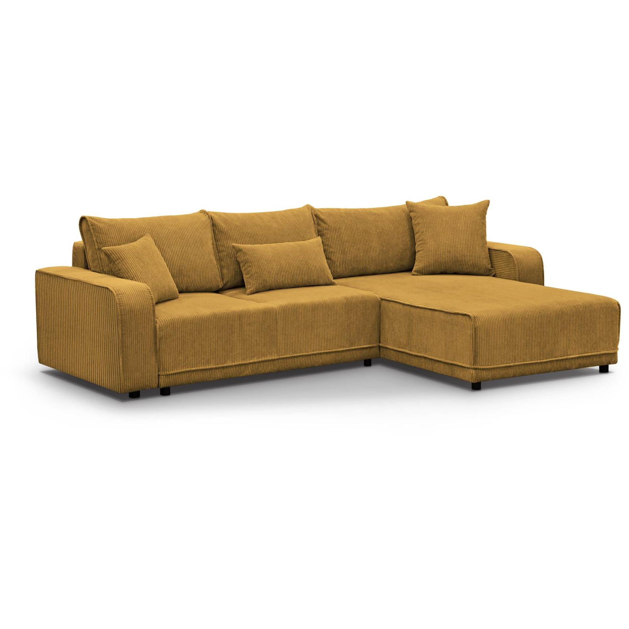 ECKSCHLAFSOFA Primo L gelb - Gelb/Schwarz, Textil (290/185cm) - Beautysofa