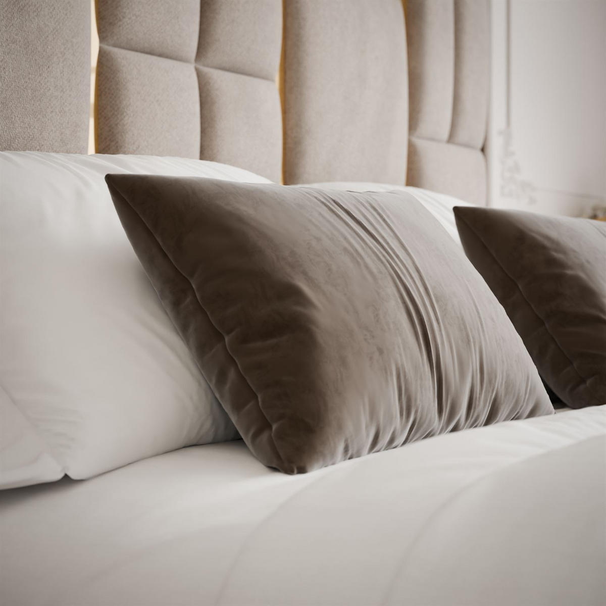 POLSTERBETT BRIGITTE GOLD mit Bettkasten 180x200 cm Element 17 - Beige, Textil (180/200cm) - Lookway