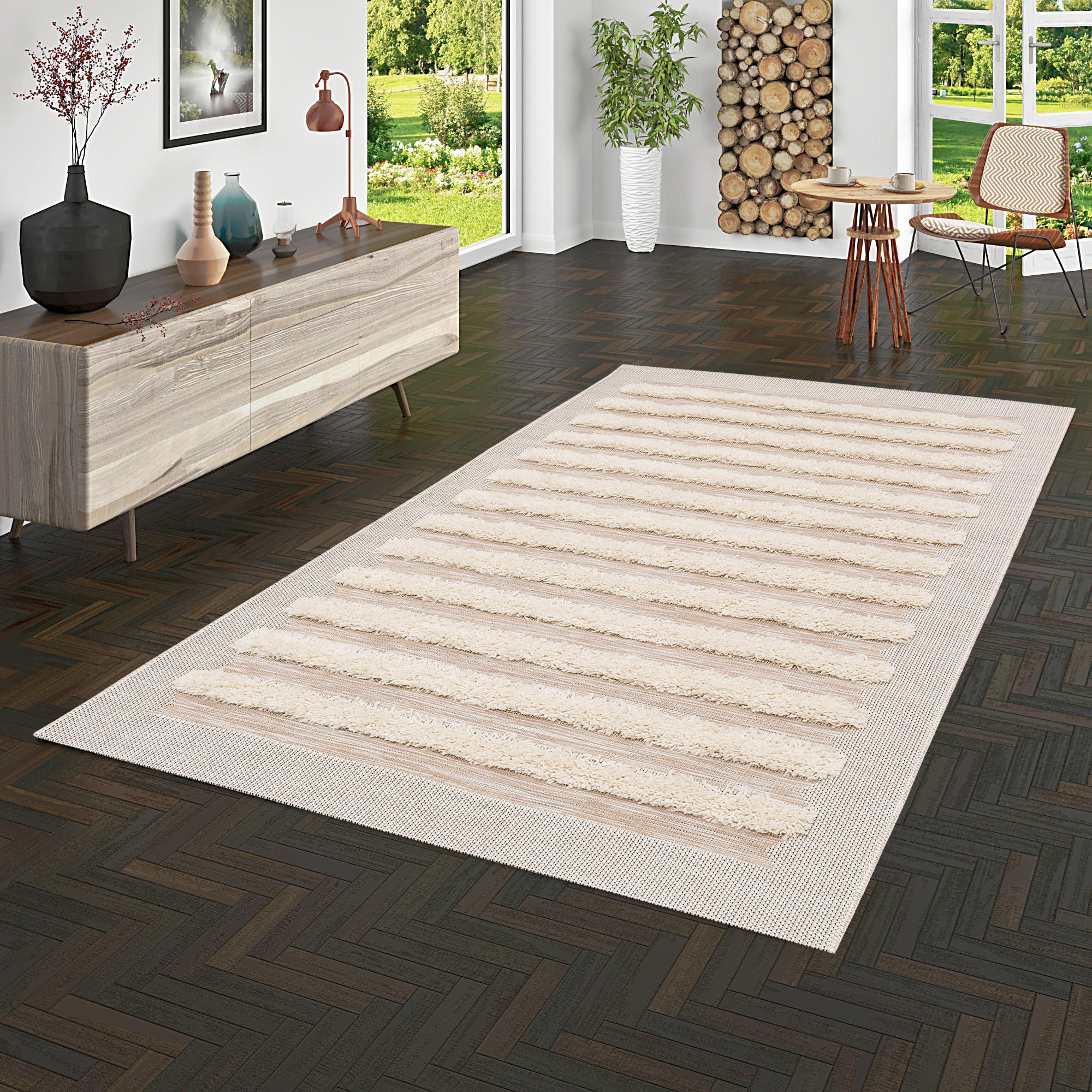 Thumbnail - Pergamon IN, Creme, Textil, 135x190 cm, Teppiche & Böden, Teppiche, Outdoorteppiche