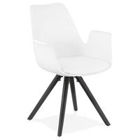 ESSZIMMERSTUHL Kunststoff und Holz im Skandinavischen Stil, Weiß-Schwarz 58,5x50x82 cm - Schwarz/Weiß, Kunststoff/Buchenholz (50/82/59cm) - KADIMA DESIGN