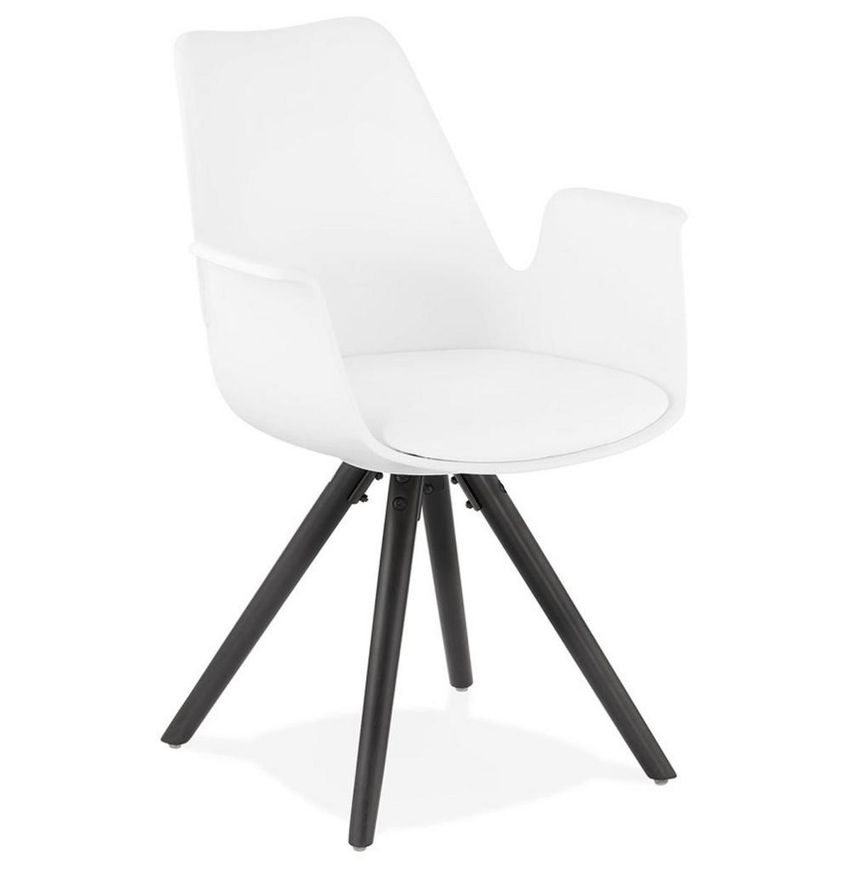 ESSZIMMERSTUHL Kunststoff und Holz im Skandinavischen Stil, Weiß-Schwarz 58,5x50x82 cm - Schwarz/Weiß, Kunststoff/Buchenholz (50/82/59cm) - KADIMA DESIGN