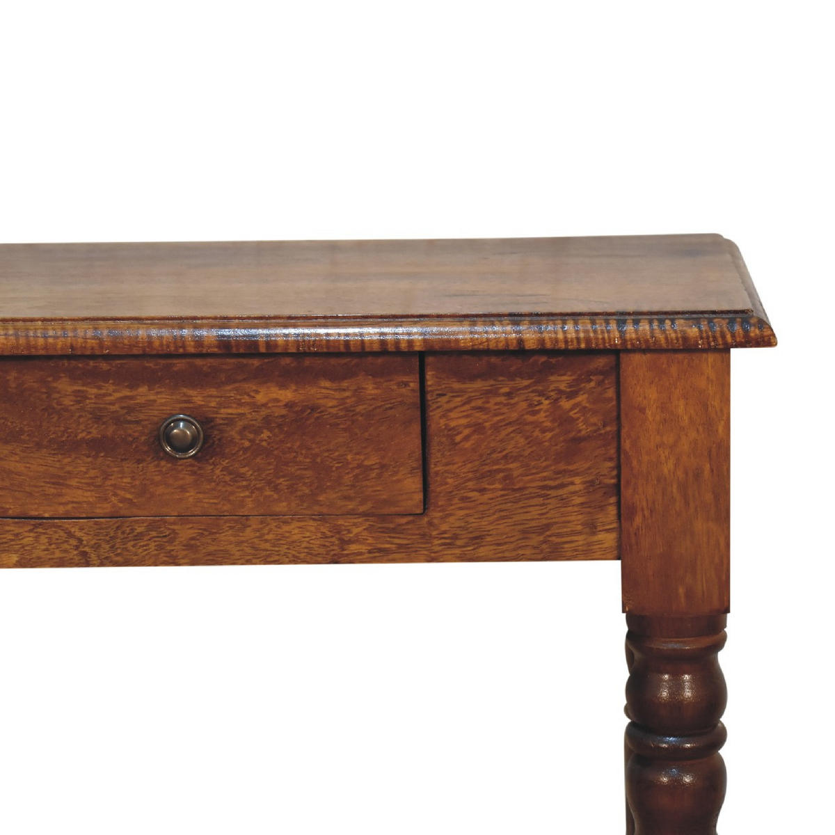 SCHREIBTISCH mit handgeschnitzten Beinen - Kastanienfarben/Messingfarben, Holz/Metall (35/60/78cm) - Artisan Furniture