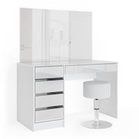 SCHMINKTISCH-SET Sherry Weiß 120 cm mit Hocker - Weiß, Holzwerkstoff (120/75/55cm) - Vicco