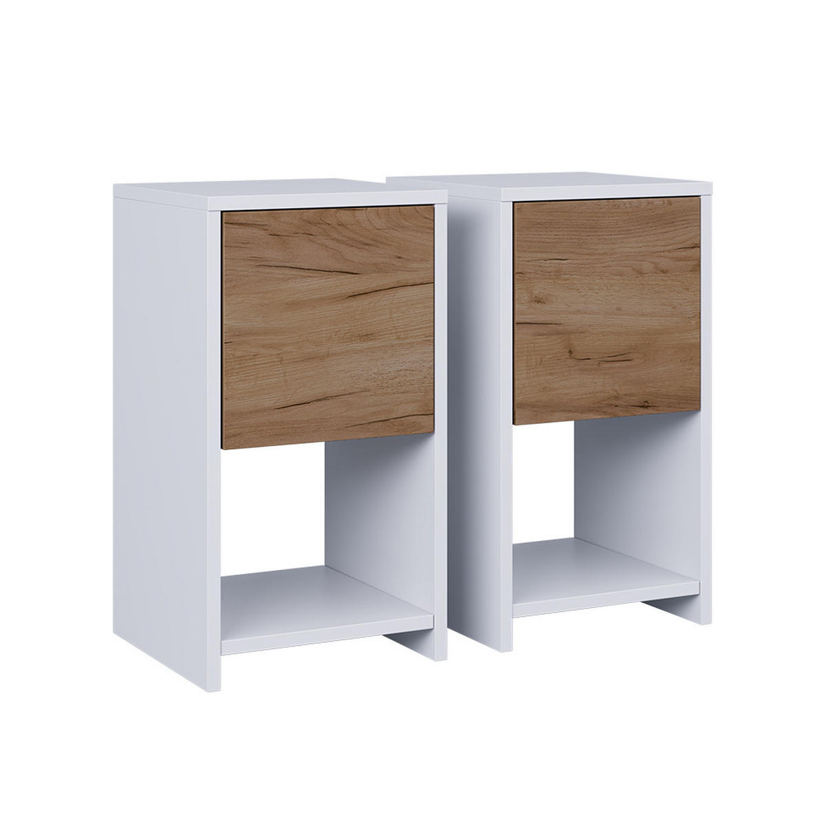 NACHTTISCH Evo Weiß/Goldkraft Eiche 2er Set - Honigeiche/Weiß, Holzwerkstoff (30/55/30cm) - Vicco