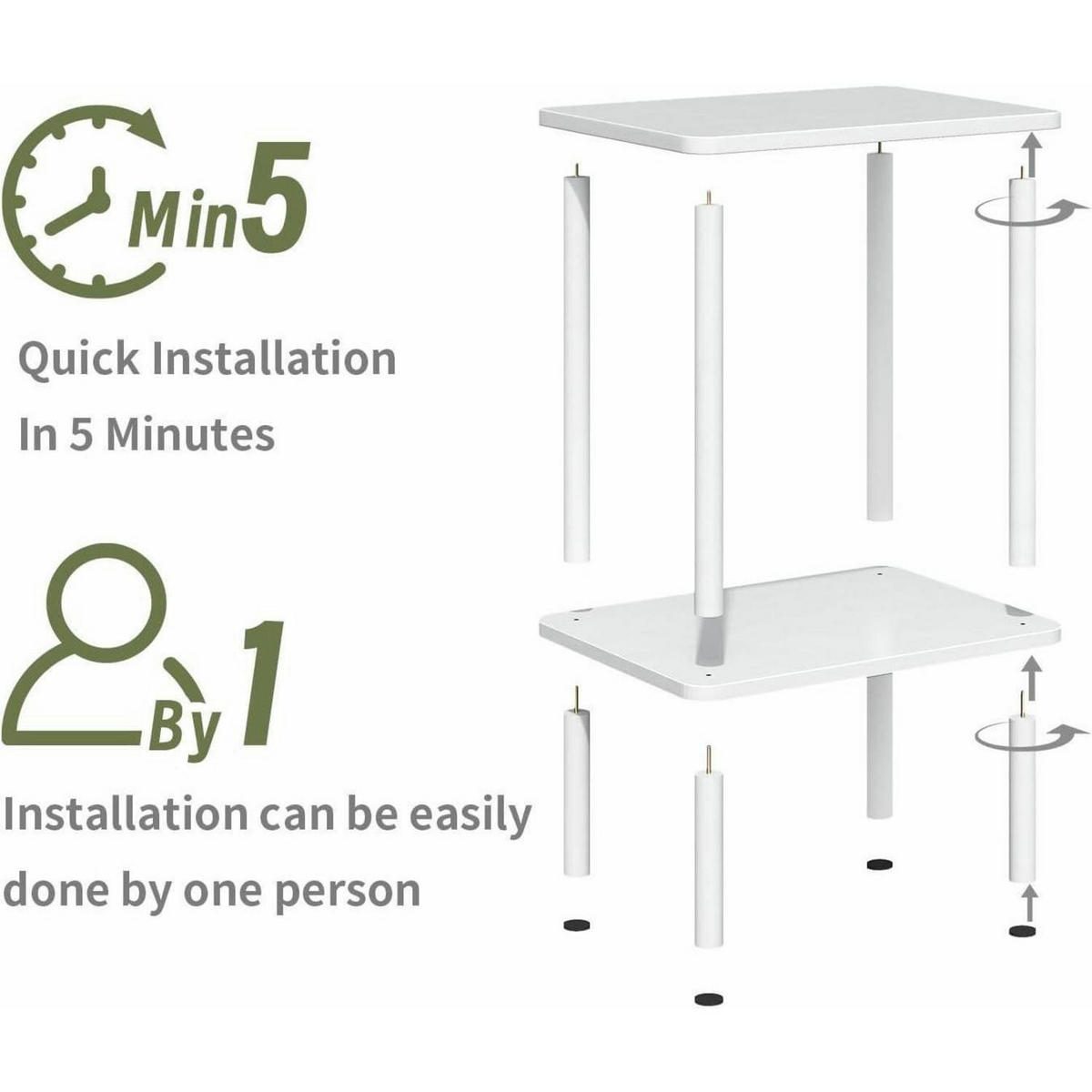 BEISTELLTISCH 2-Tier Weiss 40 x 30 x 52 cm - Weiß, Holzwerkstoff (40/30/52cm)