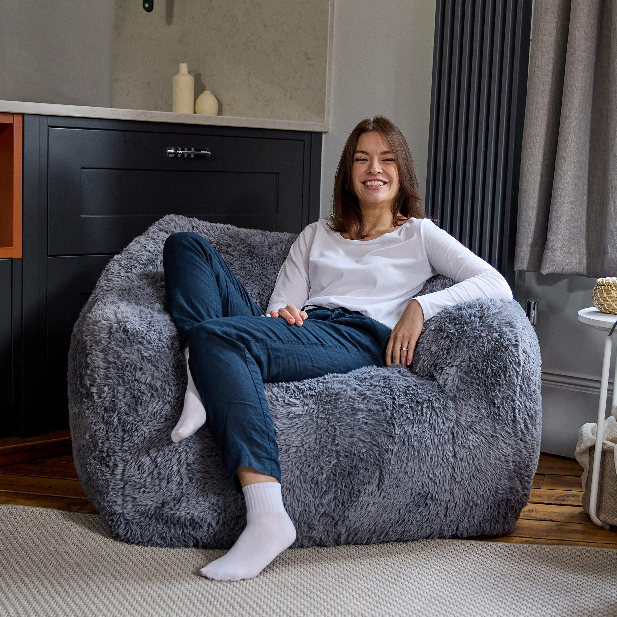 SITZSACK Sessel Aspen - Dunkelgrau/Grau, Textil (112/65/104cm) - icon