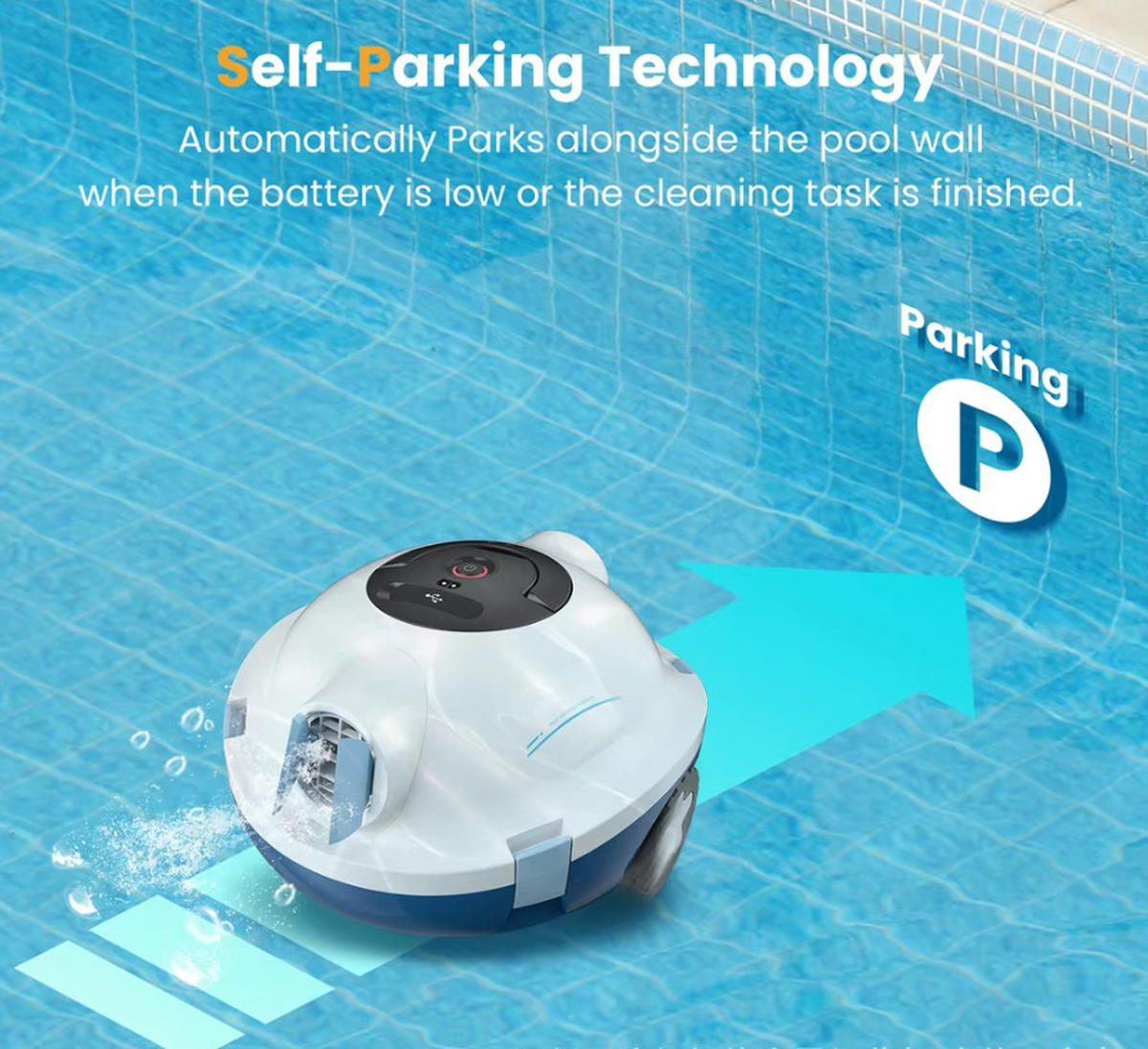 POOLROBOTER, 120 Minuten Laufzeit (EU-Stecker) - Weiß, Kunststoff (32/18.7/34cm) - Authentics