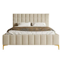 POLSTERBETT Szejlo Beige Chenille 180 cm - Beige/Goldfarben, Textil/Metall (180/200cm) - Selsey