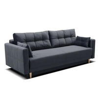 SCHLAFSOFA LEMA, Sofa mit Schlaffunktion und Bettkasten, Farbe: Dunkelgrau, Veloursstoff - Dunkelgrau, Textil (216/85/91cm) - Sepro Meble
