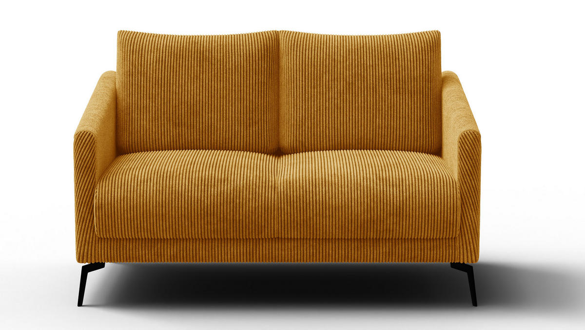 SOFA VILT 2-Sitzer, safran - Gelb/Schwarz, Holzwerkstoff/Textil (142/89/94cm) - Courtois Laville