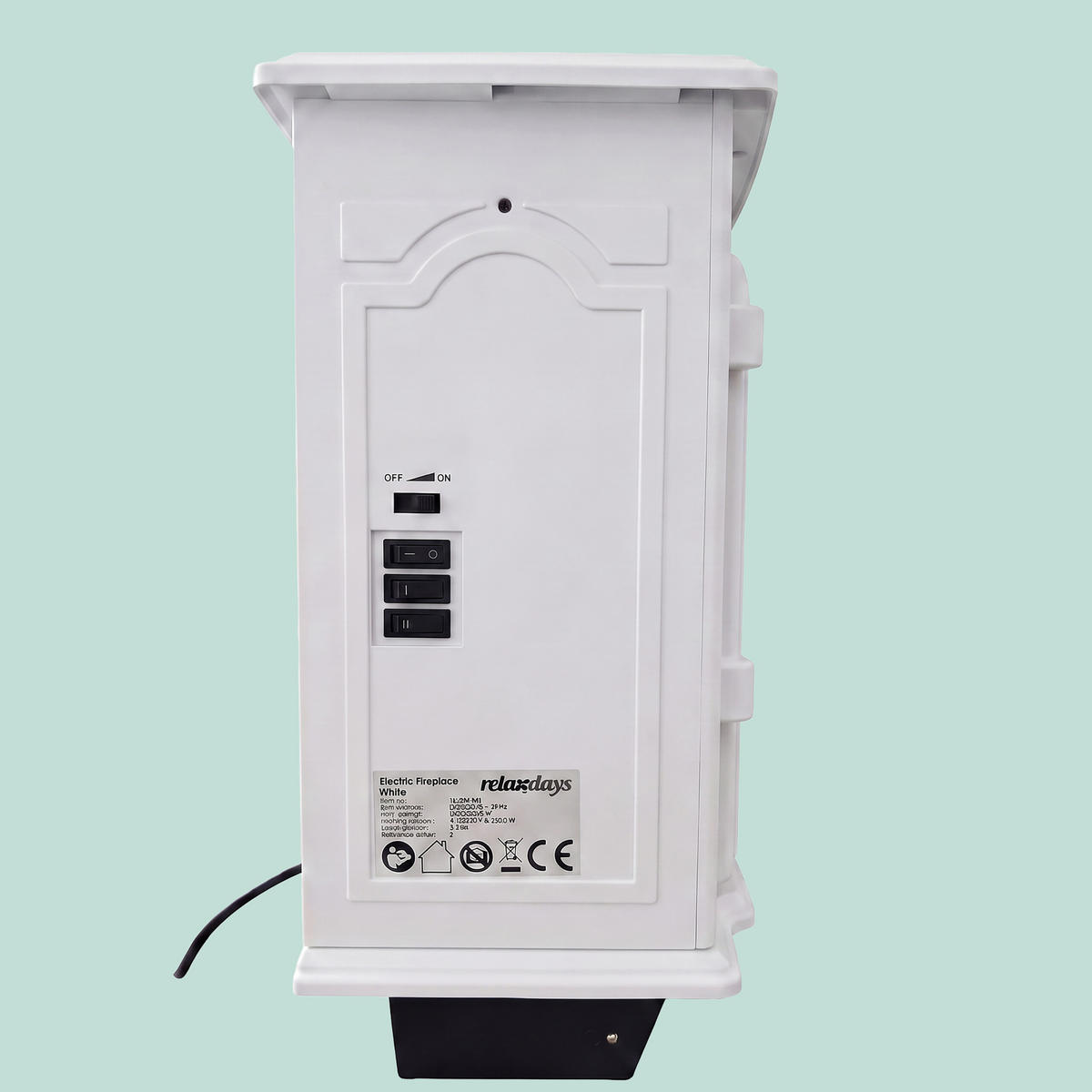 KAMIN Vit elektrisk med värmefläkt 2000 W - Vit, Glas/Plast (39/56.5/24cm) - Relaxdays
