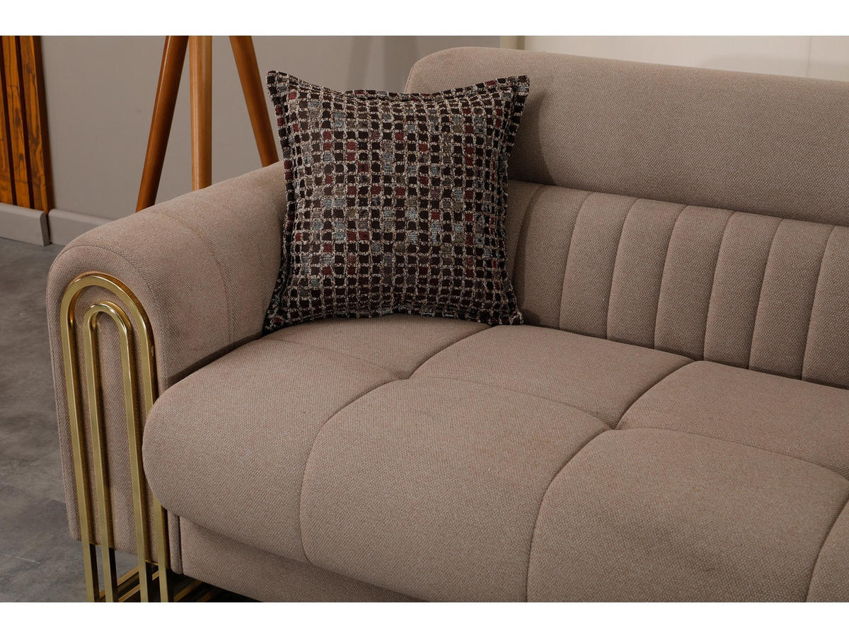 SITZGARNITUR Multan, Braun Stellvariante 3+3+1 - Braun, Holzwerkstoff/Metall (243/85/95cm)
